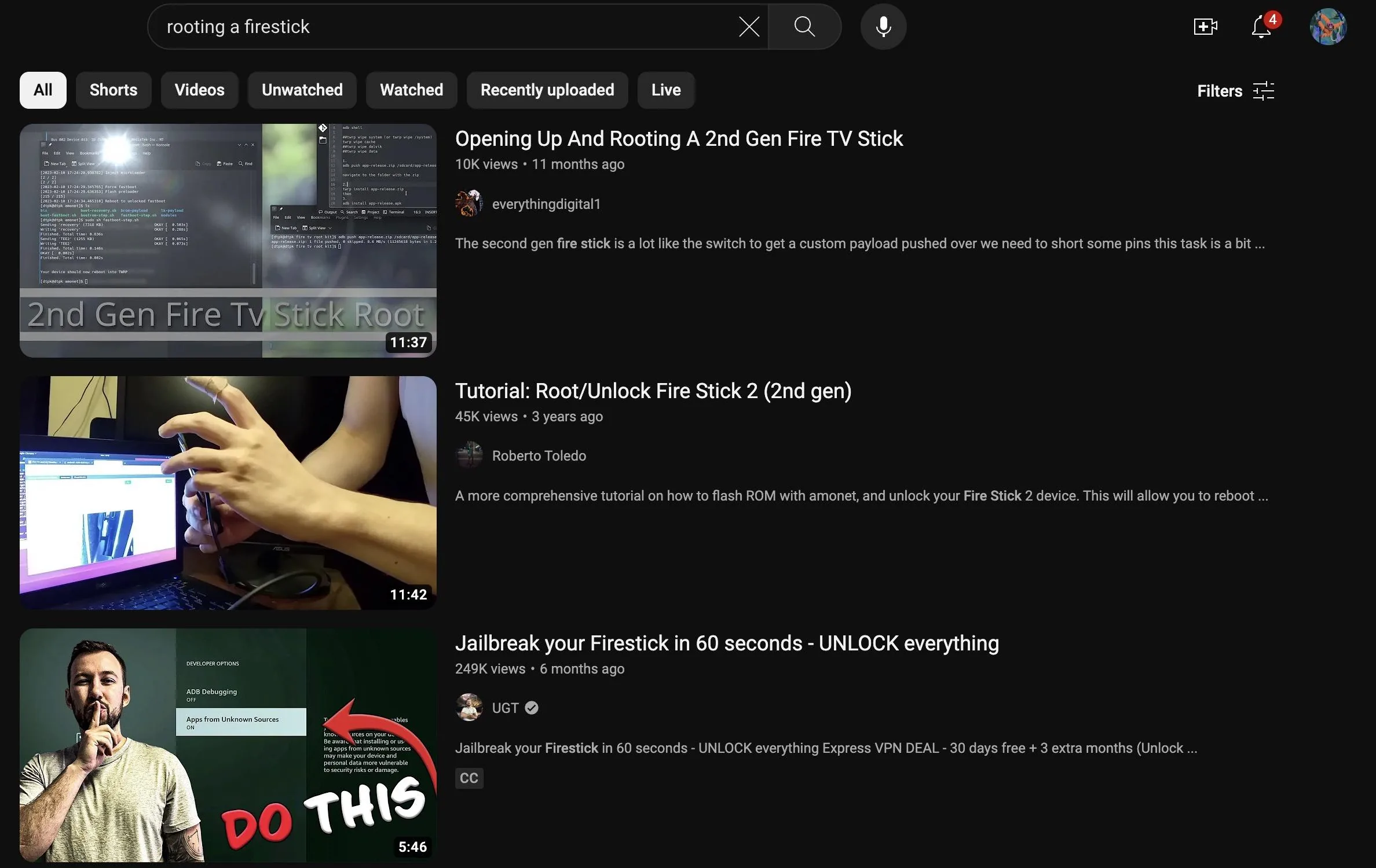 A youtube search for 'rooting a firestick'
